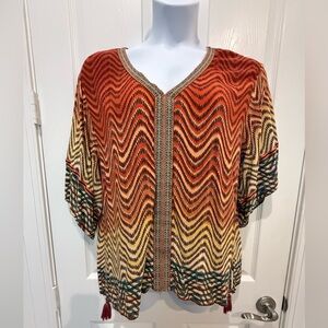 Democracy Women's Multicolor Zigzag Top size Large